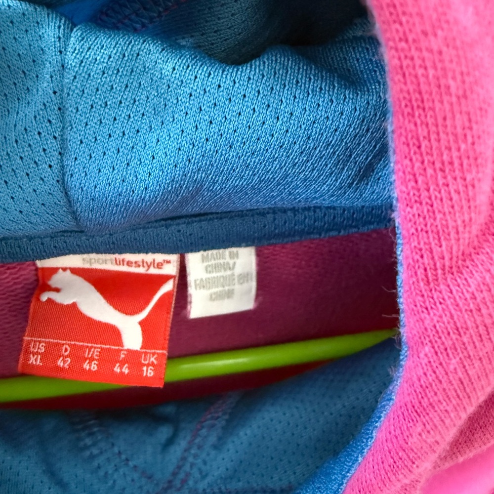 Puma Vibrant Pink Hoodie with Blue Details - Picture 4 of 8